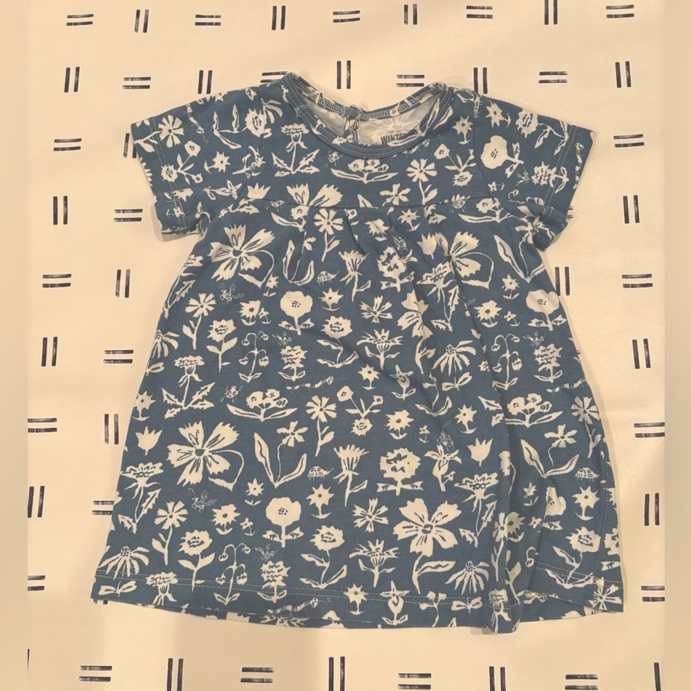 Winter Water Factory 3m Blue Floral Dress - 100% organic cotton